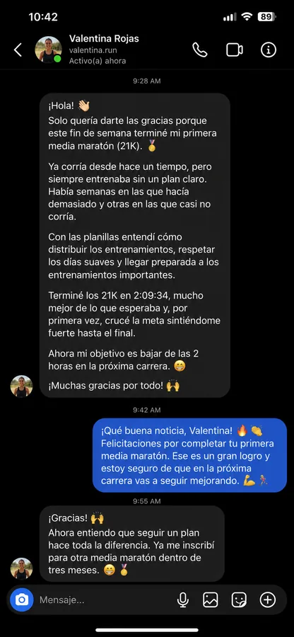 Historia de Valentina R. — Media maratón (21K)